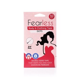 Fearless Tape - Double Sided Tape Dots for Fashion, Clothing and Body (50 Pieces) | All Day Strength Tape Adhesive and Gentle on Skin and Fabrics | Transparent Clear Color for All Skin Shades