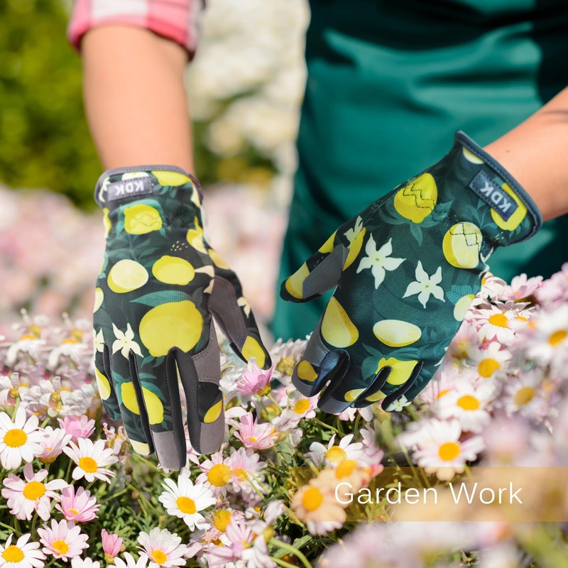 KDK Gardening Gloves for Women, Flexible Breathable Garden Gloves, Leather