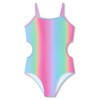 Dvenki Girls One Piece Rainbow Gradient Side Cut-Out Swimsuits Big