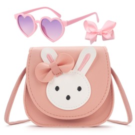 LJCTULY Toddler Bunny Purse - Kids Purses for Girl Age 2-12 - Little Girl Crossbody Bag with Sunglasses - Birthday Gifts for Kids