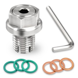 SPEEDWOX M14.1-1.5mm Oversize Piggyback Oil Drain Plug Stainless Steel Self Tapping Oil Pan Thread Repair Kit with O-Ring Gaskets Washers and Hexagonal Wrench for Car Motorcycle