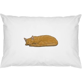 Azeeda 2 x 'Sleeping Ginger Cat' Cotton Pillow Cases (PW00019147)