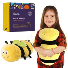 Special Supplies Bumble Bee Sensory Vibrating Pillow, Pressure Activated for Kids and Adults, Plush Minky Soft with Textured Therapy Stimulation Bumps. Size: 11 by 20 inches
