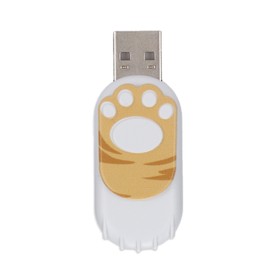 Flash Drive Cat Paw Shape Portable U Disk Large Storage Stick for Computer LaptopYellow 64GB