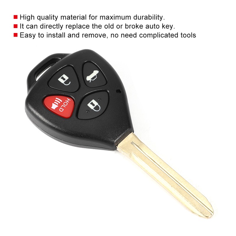 4 Buttons Car Remote Control Key Replacement Black Fits for