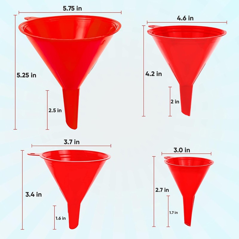 Liqvee Funnel Red in 4 Different Sizes (122, 101, 76