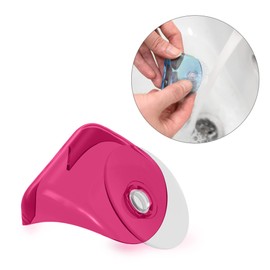 kwmobile 2x Razor Holder with Suction Cup - Self-Adhesive Shaver Wall Mount - Bathroom Organizer for Glass and Tiles - Black/Dark Pink/Transparent