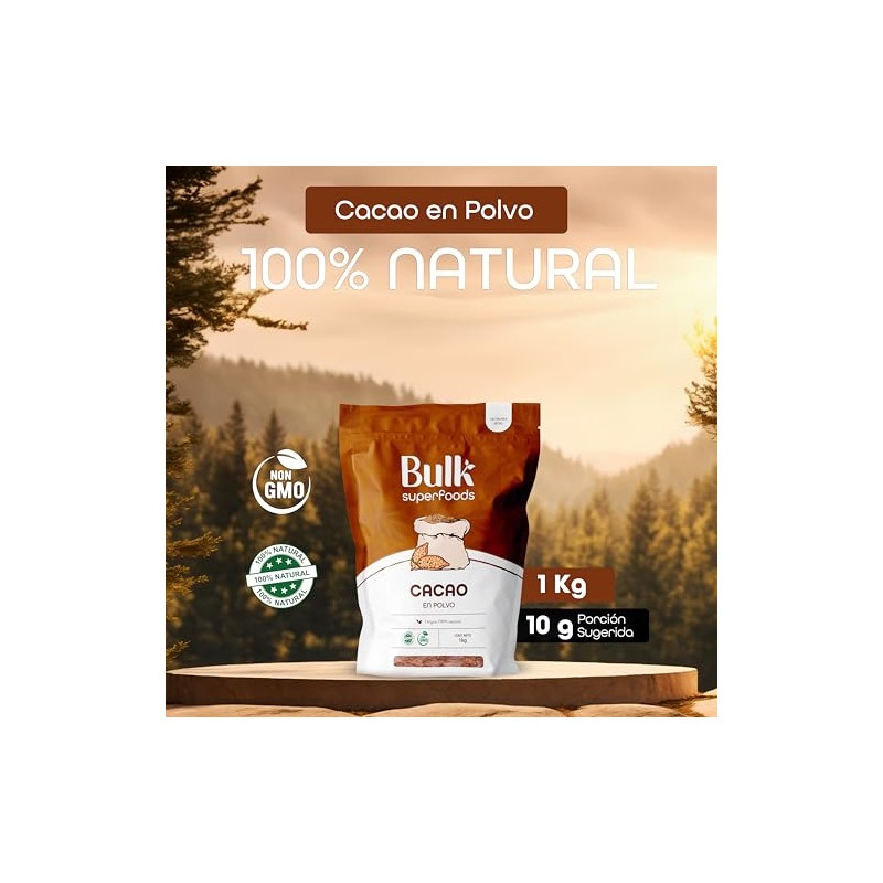BULK SUPERFOODS Cacao en Polvo Sin Azúcar Origen 100% Natural