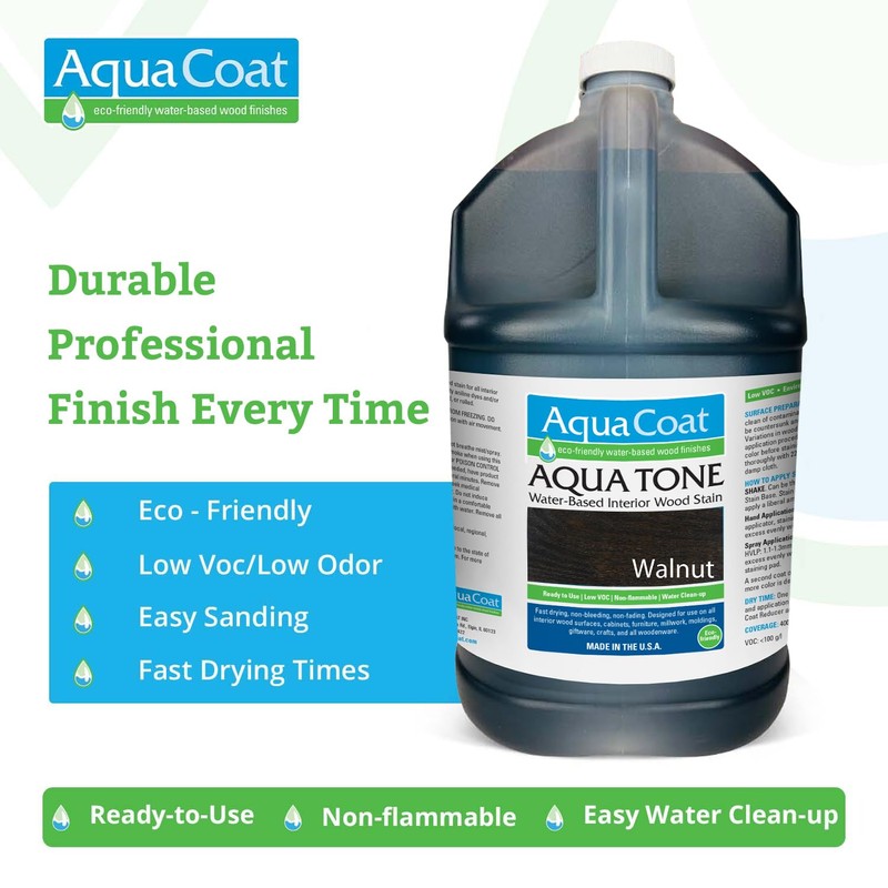 Aqua Coat Aqua Tone Water-Based Wood Stain (Gallon, Walnut)