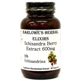 BARLOWE'S HERBAL ELIXIRS SCHISANDRA BERRY EXTRACT  (60-600mg) VEGGIE-CAPS, STEARATE FREE, GLASS BOTTLES!!