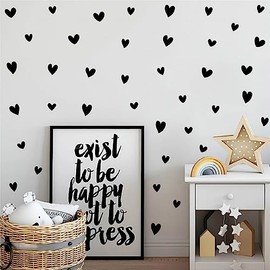 236pcs/set Hearts Decal Living Room Bedroom Baby Room Home Decor Modern Style Housewarming Gift Farmhouse Scandinavian Removable Vinyl Wall Sticker BD496 (Black)