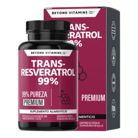 Trans - Resveratrol Capsulas 99 Con Calcio  Alta Concentración De Resveratrol Puro Blanco  Cápsulas Veganas  Vitaminas Mujer  Hombre - 2 Meses - 60...