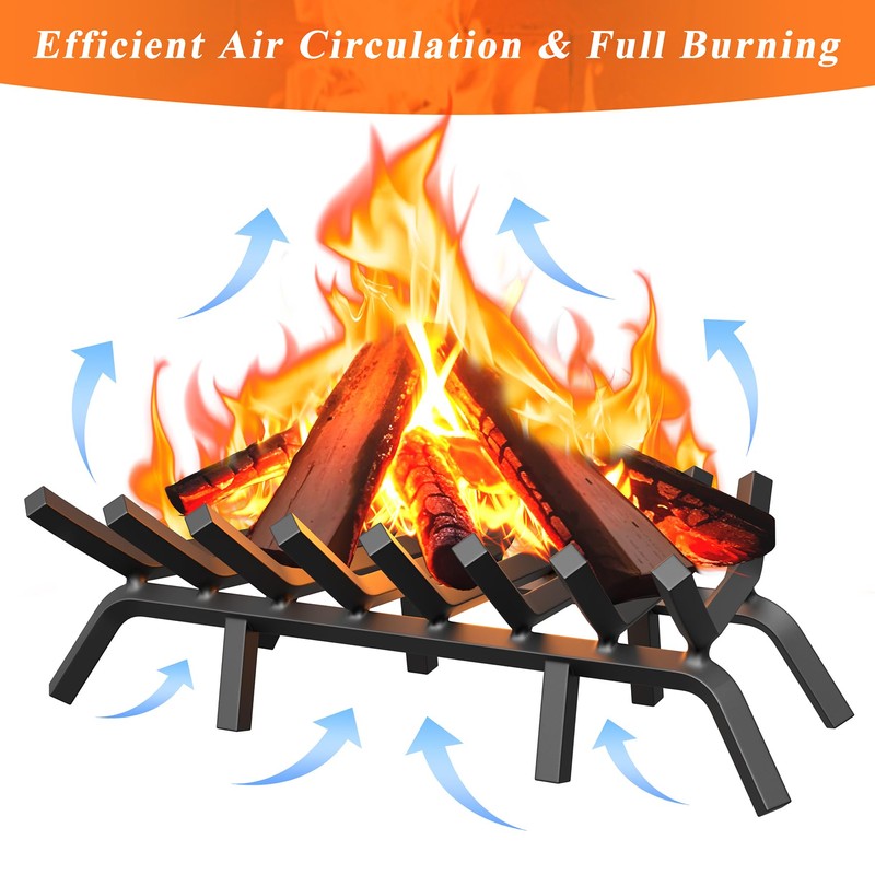Jusgym Fireplace Grate 30 Inch with 8 Support Legs, Solid