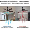 OUKANING Black Modern Dimmable Ceiling Fan with Light Remote Control,