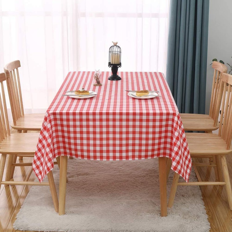 Red Gingham Checkered Table Cloth - Self Cutter Picnic Durable