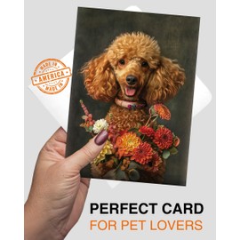 Poodle with Flowers All Occasions Greeting Card from Unique Dogs Party Delights Collection Large 5x7 Inch Blank Inside with White Envelope