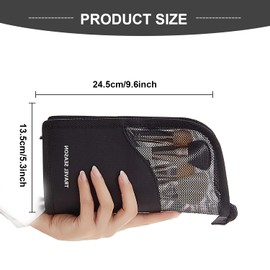 Makeup Brush Bag Waterproof Zipper Multifunctional Transparent Makeup Brush Holder Organizer for Women Girls Travel Makeup Brushes Pencil Case Organizer Black, black, Travel