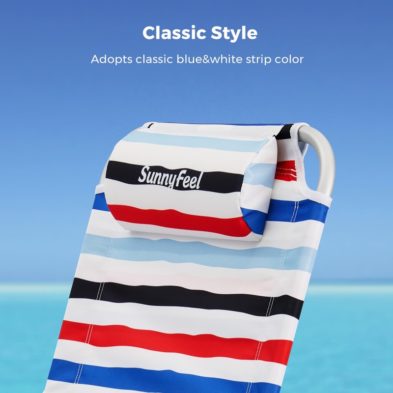 SUNNYFEEL Portable Beach Chair, High Back Folding Beach Chair, Lightweight