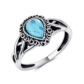 UCADRIT Celtic Knot Rings 925 Sterling Silver Turquoise Rings Jewelry Present for Women, Sterling Silver, No Gemstone