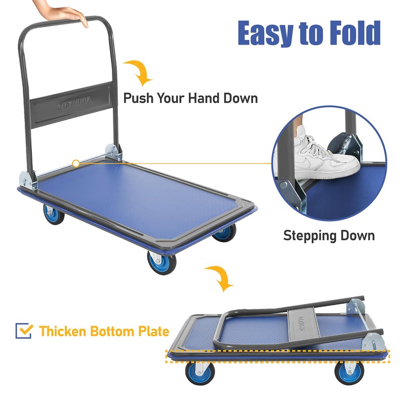 Olympia Tools Foldable Push Cart Dolly - 600 Lb. Capacity