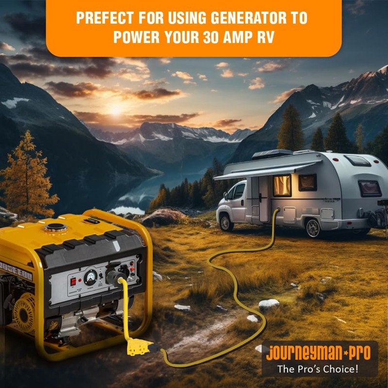 L5-30/TT-30/L14-30 to Triple 5-20R Generator Power Cord Adapter, by Journeyman