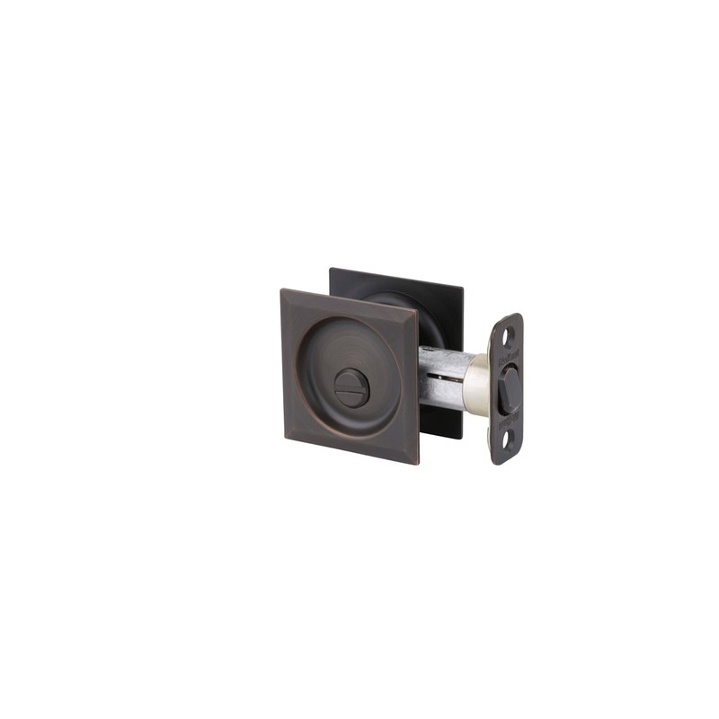 Kwikset 335SQT-26D Square Privacy Pocket Door Lock Satin Chrome Finish