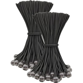 WMZOBH Tarpaulin Bungee Balls 10 Inch, 100 Pcs Bungee Cord with Balls Waterproof, Small Bungee Cords Heavy Duty, Short, Elastic, Tie-Down, Adjustable Flag Bungees (Black)