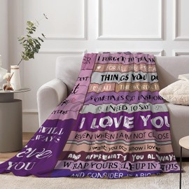 LIN KANG Mum Gifts, Purple Flannel Blanket Present for Mummy, Best Gifts for Mum from Daughter Son on Birthday, Christmas, Soft Throw Blanket 50x60in