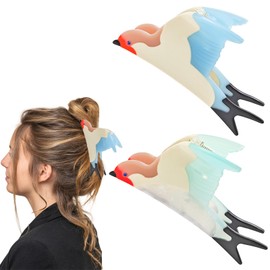 2Pcs Acetate Swallow Women Hair Clips for Thin Hair, Funky Bird Shaped Cellulose Acetate Claw Clips, Sweet Barrettes, Bird Shape Claw Clips for Daily Wear