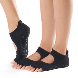 Toesox Half Toe Bellarina Yoga Socks – 2 Pack, Black, MD