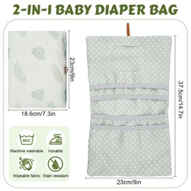 Wickeltasche Organizer und Kosmetiktasche 2in1, Baby Kleine Windeltasche, Windel Organizer für Unterwegs Mutter Windeln Tücher (Leaves)