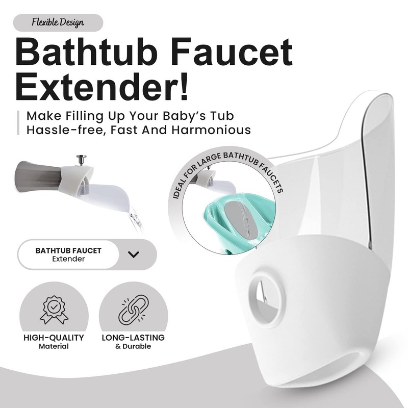 Bath Helper - Bath Tub Faucet Extender - Guides Water