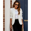 LookbookStore Women White Notched Lapel Pocket Button Work Office Blazer