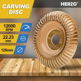 HERZO Wood Carving Wheel Grinder Wheel 5 Inch Wood Shaping Wheel Wood Grinding Shaping Wheel for Angle Grinders with 5/8” Arbor
