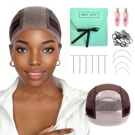Datanala Grip Lace Wig Cap Brown Color for Women 4x5 Transparen Non Slip Wig Gripper for Keeping Wigs in Place Adjustable Cap with Grip Headband(Grip Wig Cap/Brown)