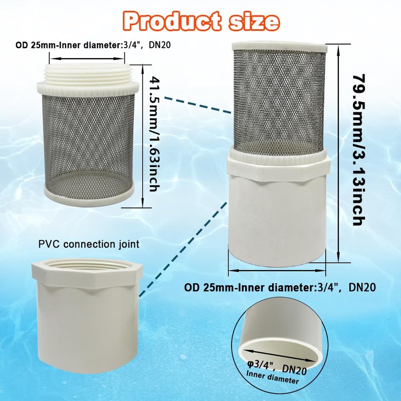 Cotonlake DN20 inch stainless steel filter cover connected to 3/4"