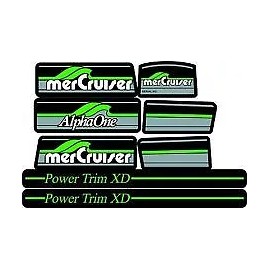 MERCRUISER   PREMIUM QUALITY GREEN ALPHA ONE GEN ONE  W/GREEN RAMS STICKER SET