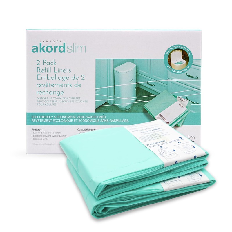 Janibell Akord Slim Adult Diaper Pail Refill Liners, 2 Count