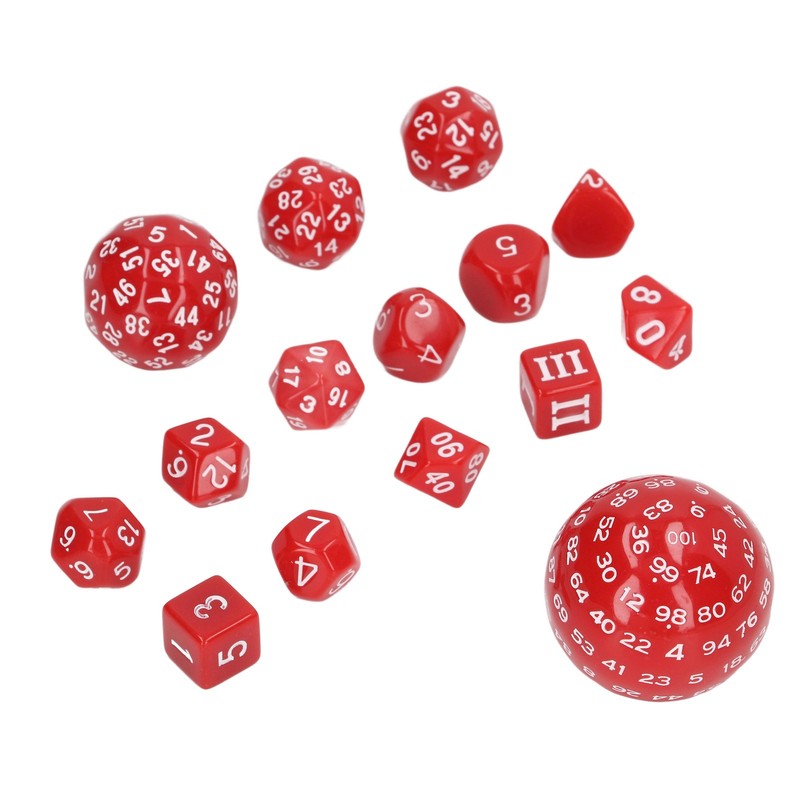15pcs Complete Polyhedral Dice Set Acrylic D3 to D100 Spherical