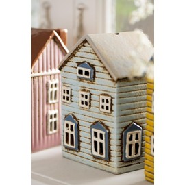 B Laursen Thorshavn Light House for Tea Light Blue 16 cm House Tea Light Ceramic