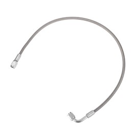 VekAuto AN3 Braided Steel Turbo Oil Feed Line 90 Degree to Straight Hose End, 22" Remote Turbocharger Oil Drain Return Line Universal for Car Durable Stainless Steel PTFE Silver Tone