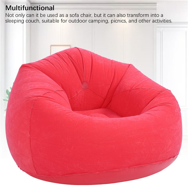 Inflatable Lounge Chair Flocking PVC Portable Folding Blow Up Sofa