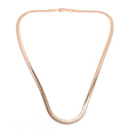 LESLIE BOULES 18K Gold Plated Flat Snake Chain Necklace Choker Jewelry for Women (16)