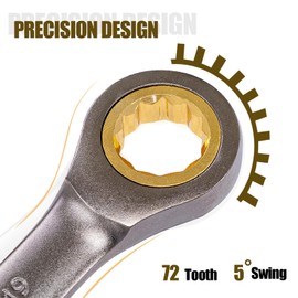 DAKCOS 15mm Ratchet Spanner Fixed Head Ratcheting Combination Wrench, Metric Combination Spanner CR-V