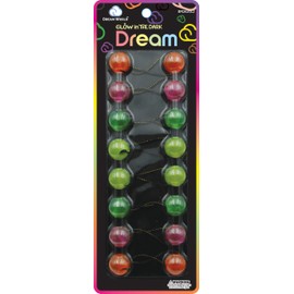 Dream World Glow In The Dark Ponytail Holder 20 MM Bead Assorted Colors #1 8 Piece Pack
