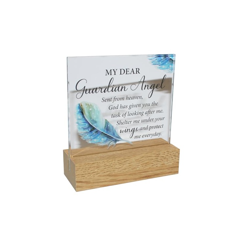 Gedenktafel aus Glas auf Holzsockel – My Dear Guardian Angel
