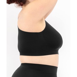 LEELA LAB Bralette Plus Size Women's Bralette Without Underwired Bra Guarantees Support Without Tightening, Made with Seamless Seamless Technology - Made in Italy, Black, XXL Plus