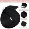 Silk-co 40Pcs Tape in Hair Extensions 16inch Real Human Hair