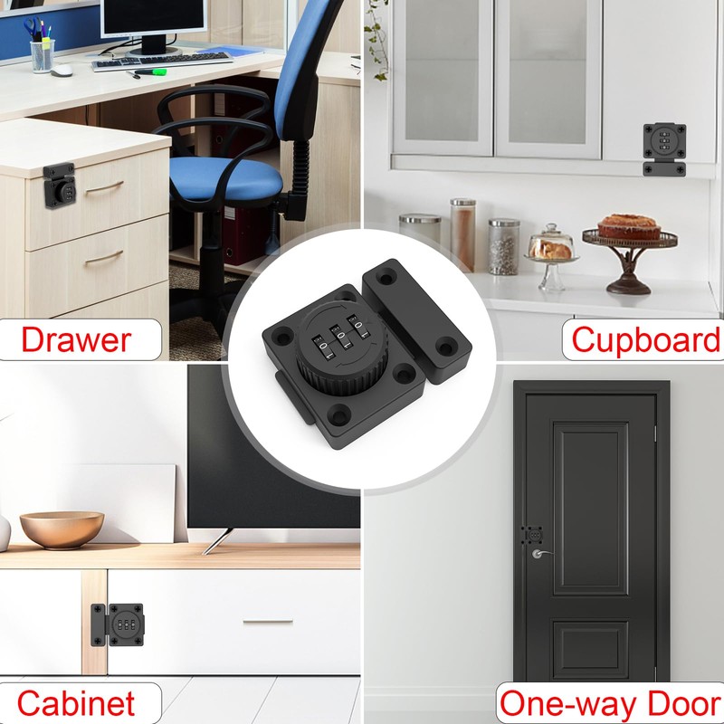 I-EASYDWW Combination Cabinet Latch, Keyless Drawer Lock, Easy to Install,
