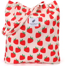 LHMTQVK LHMTQVK Corduroy Tote Bags for Women, Large Capacity Corduroy Bag Reusable Grocery Shoulder Bag with Inner Pockets(Strawberry)